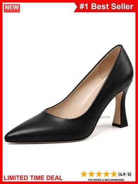 Pointed Toe Stiletto High Heel Pumps Faux Leather Slip-On Dress Heels